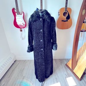 🖤Simon Chang🖤Faux Fur Persian Lambswool Long Coat Sz 10/M 🖤HOST PICK